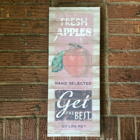 Canvas Fresh Apples Hand Selected Get the Best Wall Decor 20” x 8” - Picture 1 of 2